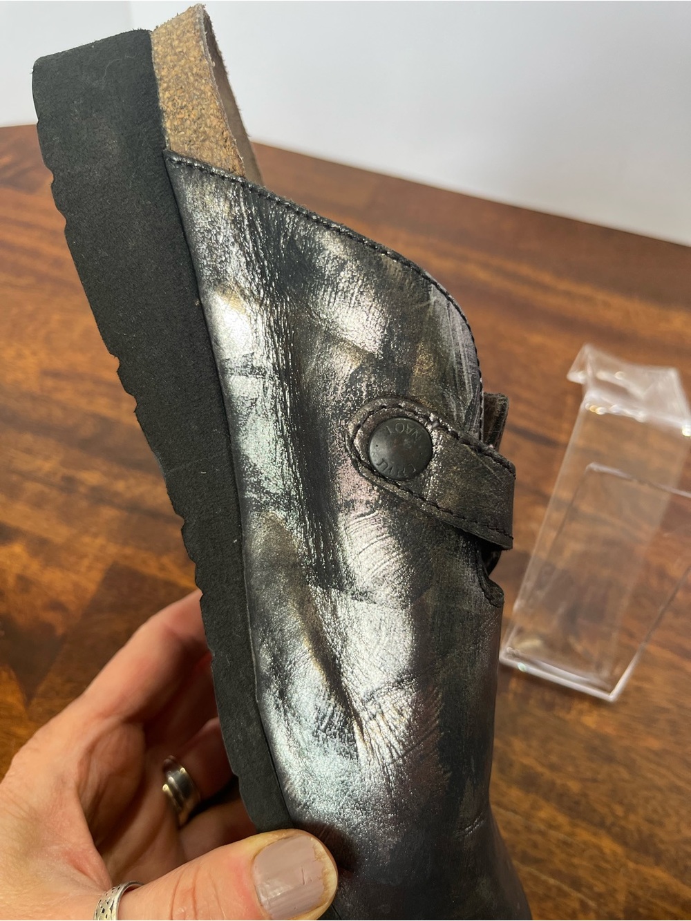 Naot Autumn Clog Mule Slip On Shoe Sz EU 40 US 9 Metallic Onyx - Picture 14 of 15